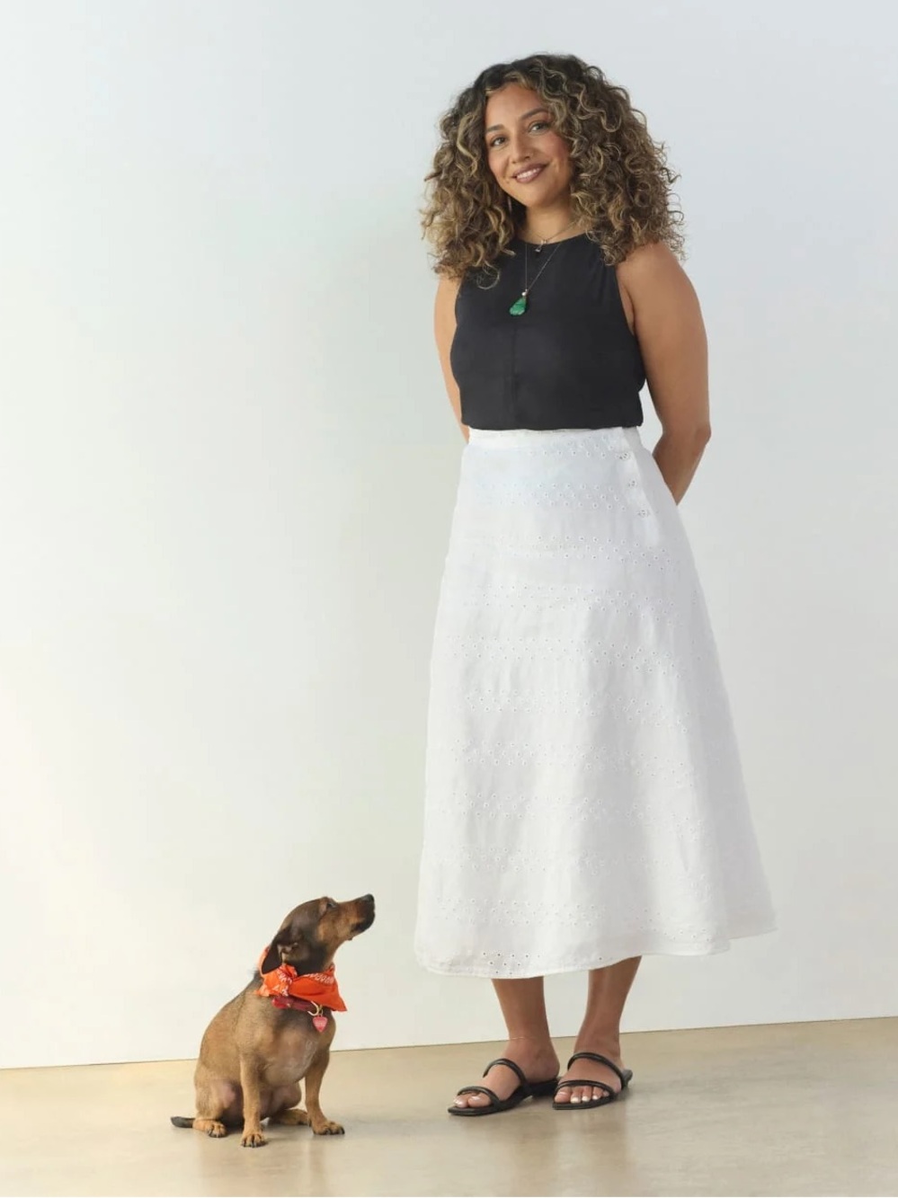 Everlane The Linen Eyelet Midi Skirt White Eyelet Size 0 NWOT European Flax